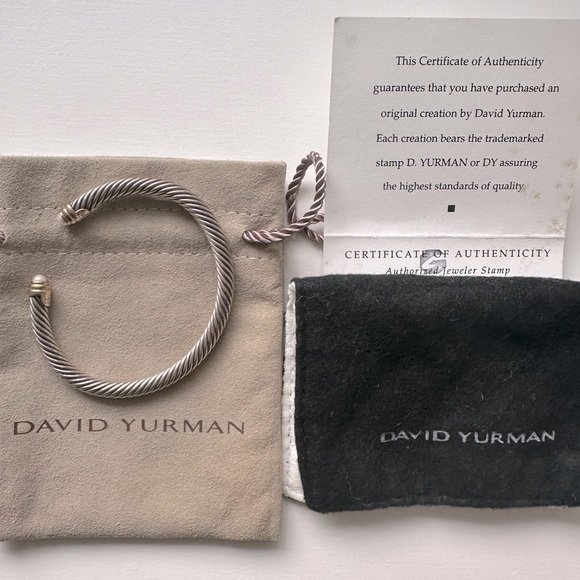 David Yurman Classic Cable Bracelet Sterling Silver with 14K Yellow Gold & Pearl - Picture 6 of 6